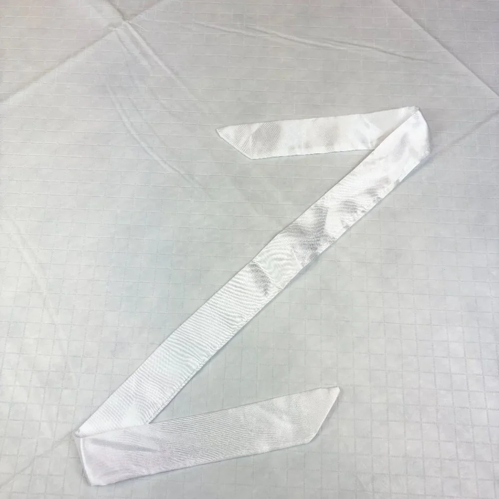 Minimalist elegant simple white satin skinny scarf twilly. New no tags